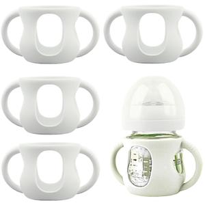 4 Pack Silicone Sleeves for Avent Natural Glass Baby Bottles, Silicone and Easy-Grip Handles for Drop Protection, Compatible with Philips Avent 4 OZ Glass Bottle (Milk White)