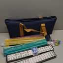 American Mahjong Game Set, 166 Premium White Tiles, 4 All-in-One Color Rack/Pushers, Complete Mahjong Set Blue Carrying Bag, 9 Inches X 20 Inches X 3 Inches