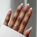 BTArtbox French Tip Press On Nails - Medium Press On Nails Almond, Natural Fake Nail with Nail Glue, Brown Glue On Nails in 15 Sizes - 30 Fake Nails Kit, Capable