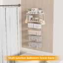 Towel Racks for Bathroom,Towel Rack Wall Mounted, 6 Tier Rolled Or Folded Towel Holder with Floating Shelves, Bathroom Towel Holder for Bath, Hand Towels,Metal,Full White
