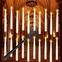 20PCS Floating Candles with Wand, Magic Hanging Candles, Flickering Warm Light LED Taper Flameless Candles with Wand Remote, Battery Operated Window Candle for Halloween Decorations Best Gift