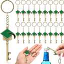 24 Pcs Graduation Party Favor for Guest 2025 Graduation Keychain Bronze Cap Bottle Opener Class of 2025 College Celebration Party Supplies(Green)
