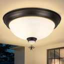 Motion Sensor Outdoor Ceiling Light with Remote, Dusk to Dawn Flush Mount Porch Light with 4 Modes, Close to Ceiling Light Fixture 2 LED Bulbs Included for Patio/Garage/Hallway