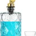 Mouthwash Dispenser for Bathroom, Luxury Diamond Glass Mouth Wash Container, Glass Mouthwash Dispenser Bottles with Cup, Auto-Flip Mouthwash Decanter, 12 Fl Oz, Clear, 1 Pack