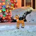 PRODUCTWORKS 18-Inch Pre-Lit LED 3D Rudolph with Bright Red Flashing Nose Christmas Yard Decoration, 35 Lights, Brown, (46438)