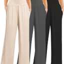 Kivdol 3PACK Women's Casual Loose Wide Leg Cozy Pants Yoga High Waisted Sweatpants Comfy Lounge Pants with Pants with Pockets XXL