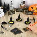 6 Set Felt Halloween Place Card Holders with 6 Pcs Place Cards and 6 Pcs Witch Hats Place Card Holders Table Number Photo Holder Table Decor for Halloween Party Wedding Birthday Decorations