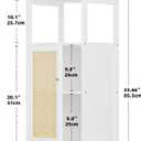 HITNET Bathroom Storage Cabinet Rattan, Small Bamboo Floor Cabinet with Single Door and Open Shelf, Freestanding Narrow Cupboard for Living Room, Kitchen, Entryway, White, 13"D X 14.4"W X 33.66"H