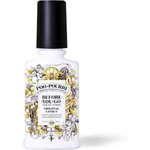Poo-Pourri Before-You-Go Toilet Spray, Original Citrus, 4 Fl Oz, Up to 200 Uses, Bathroom Odor Deodorizer, Plant-Based with Essential Oils, for Home or Work, Lemon, Bergamot and Lemongrass Scent