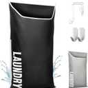 Hanging Laundry Hamper Bag XL 40x22", Space Saving over the Door Storage Bags, Behind the Door Hampers for Dirty Clothes & Wall Mounted Basket for Bathroom, Organizer for Small Room Spaces RV (1-Pack, Black)