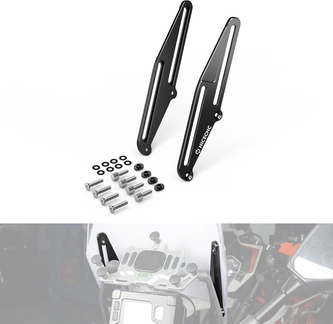 NICECNC Windscreen Adjusters Windshield Bracket Compatible with Yamaha Tenere 700 /XTZ700 2019-2024, Tenere 700 Rally Edition 2020-2024, Tenere 700 World Raid 2022, Tenere 700 Accessories, Black
