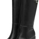 TYNDALL Womens Knee High Boots Platform Chunky Heel Black Boot for women (Black)