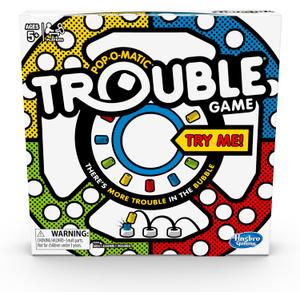 Hasbro Gaming Trouble Kids Board Game, Pop-o-Matic Trouble Game, Kids Games for 2-4 Players, Family Board Games for Kids, Kids Gifts, Ages 5 and Up, Packaging May Vary