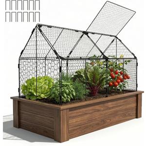 Decoroca 4x2ft Chicken Wire Plant Protectors - Crop Cage with Flip-Top&10 Ground Stakes, Outdoor Plant Protection Cage Keep Animals Out of Your Vegetable Garden - Suitable for 4x2ft Raised Garden Bed