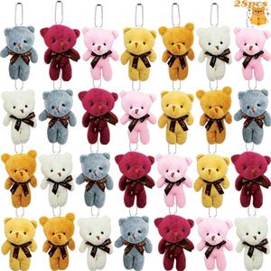 LUKBERA 28 Packs Mini Teddy Bear Toy Keychain Bulk, Small Animal Plush Stuffed Bear Toys for Kids Birthday Valentines Day Gifts School Classroom Exchange Party Favor