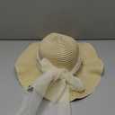 Kunyeah Kids Girl Summer Straw Hat Foldable Wide Brim Cap Sun Visor Hats Sun Protection Beach Hats Bowknot Floppy Cap (One Size, Beige)