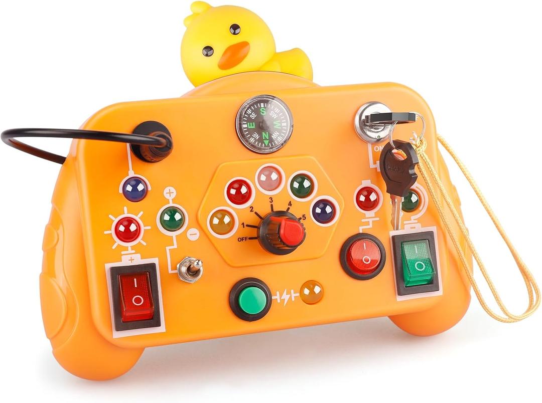 Blackma Montessori Busy Board, Baby & Toddler Toys for 1-3 Years Old, Baby Sensory Board, Sensory Educational Toys for Toddler Christmas & Birthday Gift for Boys & Girls (Orange), Medium