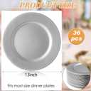 Jinei 36 Pack Silver Charger Plates 13 Inch Plastic Beaded Round Charger Plates Wedding Table Decoration Reusable Dinner Plate Tray for Birthday Party Holiday Event