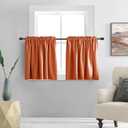 DONREN Short Curtains Burnt Orange Half Window Curtains Privacy Curtain Tiers for Windows, Energy Saving Drapes for Bathroom Shades, Wide 34 x Long 38 inches per Panel,Set of 2