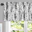 DriftAway Blackout Black and White Curtain Valances 18 Inch for Kitchen Windows Bathroom Living Room Bedroom Rod Pocket Farmhouse Floral Short Window Treatment Topper 1 Panel