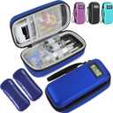 Insulin Cooler Travel Case, Portable Temperature Display Medicine Travel Cooler, Diabetes Case with 2 Reusable Ice Packs TSA Approved for Diabetic Supplies Patent Pending (Blue)