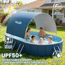 Foldable Pool with Canopy, 10ft NonInflatable Oversize Thickened Foldable Swimming Pool, Above Ground Pool for Adults, Easy Setup for Outdoor, Pool for Backyard, Outer Diameter 120”x88”x20”