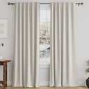 Turquoize Ivory Blackout Curtains 96 Inch Insulated Thermal White Curtains for Bedroom Back Tab Rod Pocket Room Darkening Curtains for Living Room, 52" W x 96" L inch (Set of 2 Panels), Ivory