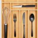 Juvale Bamboo Silverware Organizer for Drawer, Kitchen, 6 Slot Utensil Tray (17 x 11.75 x 1.75 In) (Brown)