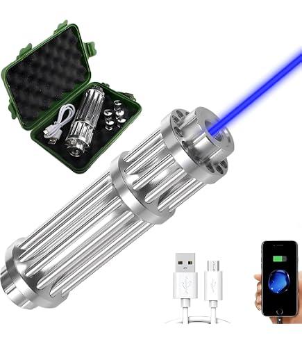 High Power Blue Rechargeable LED, Outdoor Flashlight Silvery, Standard Handheld