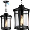 Lotsky Motion Sensor Outdoor Hanging Lights,360Detection Outdoor Pendant Lights for Porch, Black Anti-Rust Aluminum Exterior Outside Chandelier for Gazebo,Front Door,Yard,Patio,Waterproof,E26 Base