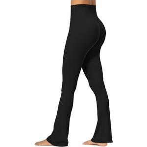 Sunzel No Front Seam Mini Flare Leggings for Women, Invisible Butt Scrunch Flared Yoga Pants with Tummy Control (Small, Black)