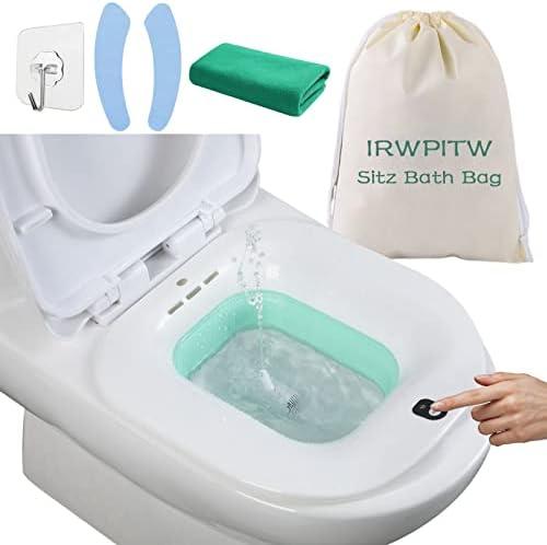 IRWPITW Sitz Bath, Electric Sitz Bath for Toilet Seat Hemorrhoids Postpartum Care Tub, Sits Bath Soak Pan for Women Men, Sitz Baths Salts Bowl, Hip Bath Basin, Foldable, Water Spray Style, Green
