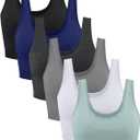 6 Pieces Women Basic Crop Tank Tops Sleeveless Sports Crop Top (Large, Mixed Colors)
