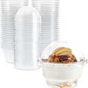 Juvale Plastic Cups with Lids - 5 Oz, Clear, 50-Pack - Dessert Cups & Ice Cream Containers with Dome Lids - Leak-Resistant Design