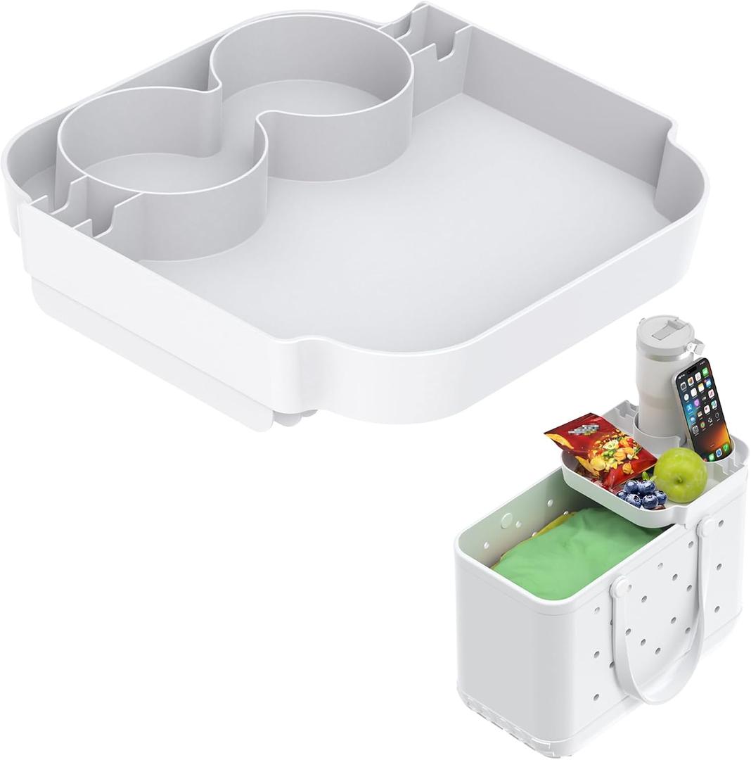 KMOUANTS Beach Bag Tray Holder Compatibility with Bogg Bag and Simple Modern Large BeachBag Beach Bags for Beach Bag Accessories (Color:White)