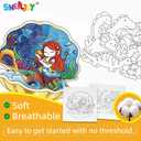 SNEILJOY Kids Fabric Art Kit with 2 Pillowcases (Dinosaur & Mermaid) & 8 Non-Fading Markers, 15.5x15.5 in, Birthday Gifts for 6 Year Old Boys and Girls