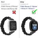 Wearlizer Elastic Band Compatible with Fitbit Versa 4 Bands for Woman/Versa 3/Sense 2/Sense Bands Women, Slim Solo Loop Braided Strap Stretchy Woven Wristband Accessory, Black S