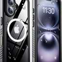 Temdan Magnetic for iPhone 16 Case Waterproof,Built-in Screen Protector[IP68 Underwater][Upgrade Military Dropproof][Compatible with MagSafe] Full Body Shockproof for Case 6.3''-Black