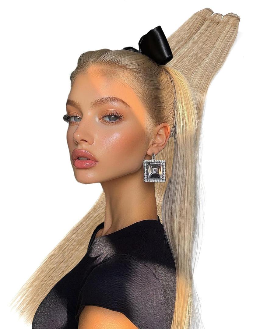 30 Inch Long Highlight Dark Blonde Hair Extensions Sew in Bundles Synthetic 200g Straight Weave Hair Weft