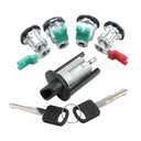 MISIOEK Ignition Switch Lock Cylinder & 4 Chrome Door Lock Cylinder Tumbler Set w/ 2 Key 4 Chips Compatible with 1997-2006 Ford Econoline E-150 E-250 E-350 Vans, Replace 703369 597638 LC6177