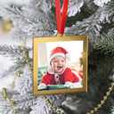 UNIQOOO 3.2 x 3.2 inch Christmas Acrylic Gold Picture Frame Ornaments for Display Picture, 6 Pcs Festive Hanging Decoration, Double-Sided Photo Frames for Holiday, Home, Party, Xmas Tree Decorations