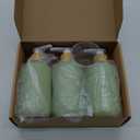 OLLIES Shampoo and Conditioner Dispenser, Shower Soap Dispenser for Bathroom-Set of 3 with Permanent Stylish Label-17oz, 500ml Refillable Shampoo and Conditioner Bottles Green