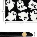 Estmy Cute Black Ghost Bath Mat Non Slip Washable 16x24 Spooky Funny Vintage Halloween Bath Rug Bathroom Decor, Soft Shaggy Microfiber Gothic Spirit Fall Halloween Bathroom Shower Floor Mat