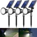 Solar Spot Lights Outdoor, 36 LEDs 1000LM Adjustable Solar Lights Outdoor Waterproof, 2-in-1 Solar Powered Spotlights Landscape Lighting for Garden, Yard, Pathway- 4 Pack (Cool White)
