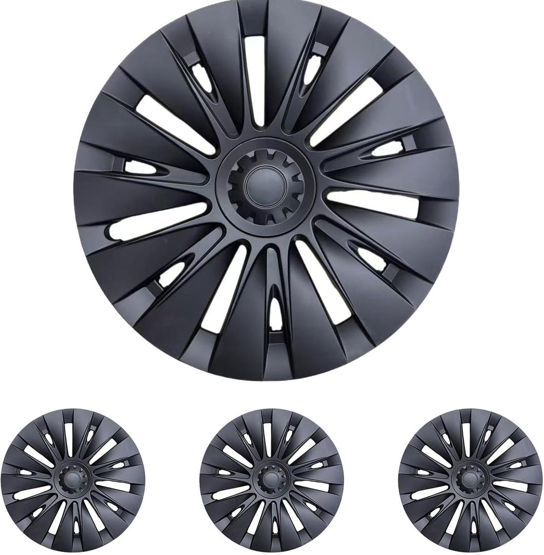 19 Inch Wheel Covers for Tesla Model Y Accessories 2020-2024 Matte Black ABS Material Hubcaps Replacement for Tesla Model Y 4PCSSun Style