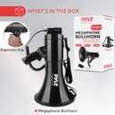 PYLE 50W Megaphone Speaker PA Bullhorn - Built-in Siren, Adjustable Volume Control, 35mm Aux Input, 1554 Meters Range, Perfect for Sports Events, Emergency Drills, and Outdoor Activities, Black