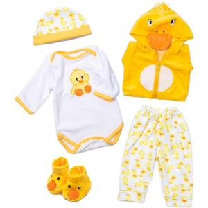 Reborn Baby Doll Clothes Yellow Duck Outfits for 16-18 Inch Baby Doll,17 Inch Reborn Newborn Baby Doll Clothes Accessories Girl & Boy