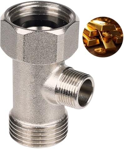 Hibbent Bidet T Adapter, Metal T Valve for Bidet(7/8” x 7/8” x 3/8”), 3 Way Tee Connector Bidet Attachment for Toilet