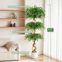6ft Large Ficus Artificial Trees in White Pot, 72" Tall Fake Silk Tree with Natural Curved Trunk, Lush Faux Ficus Tree for Indoor Home Decor, Living Room, Office & Patio