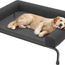 Simple Trending Elevated Dog Bed for Large Dogs with Bolsters, Black